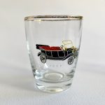 Grogg snapsglas automobil etsningar olika veteranbilar Retrolux antik