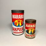 Marabou bakpulver plåtburkar från 1960-talets kök Retrolux antik