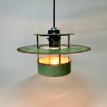 Lampa Lykthus Louis Poulsen 1950-tal industri med nytt upphäng Retrolux antik